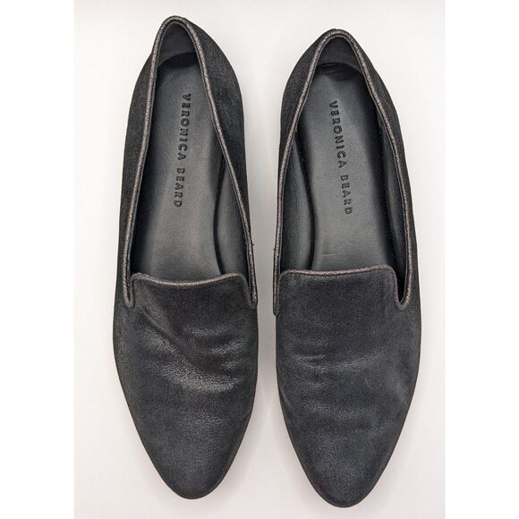 Veronica Beard Griffin 2 Black Metallic Slip-On Loafers Women’s Size 10 Leather - Picture 2 of 7